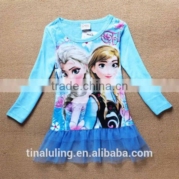 new fashion baby girls long sleeve cartoon dresses baby tulle dresses