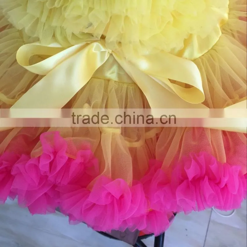 High Quality Toddler Girls Yellow Chiffon Ruffles Top With Tutu Pettiskirt Birthday Pettiskirt