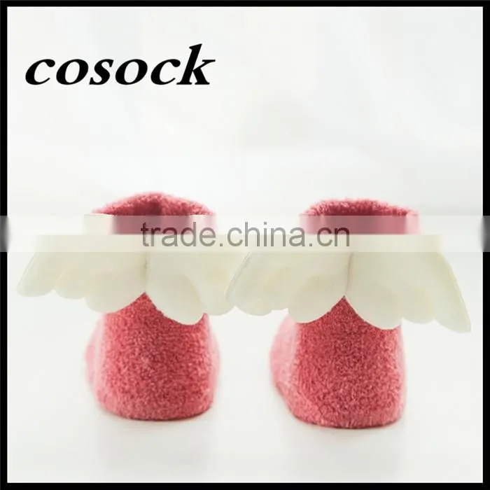 Rainbow color baby clothes little angel fuzzy non-slip socks for newborn infant