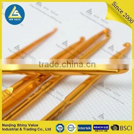 Aluminium golden color coated double header crochet hook for woven usage