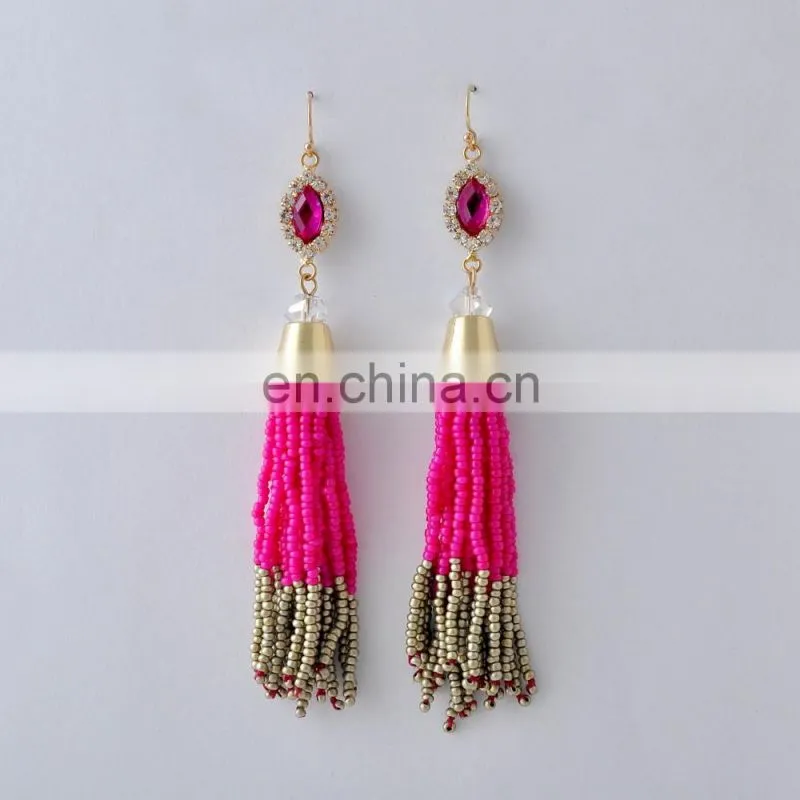 Lovely Beaded tassel tinsel Tdrops earring