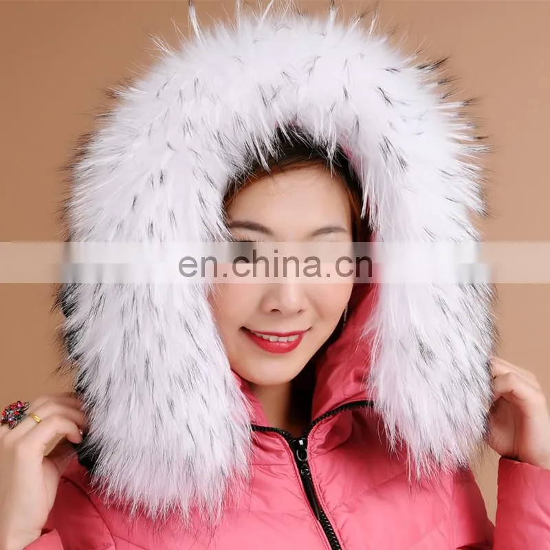 Natural Or White Large Raccoon Fur Collar Raccoon Fur Trim For Hood
