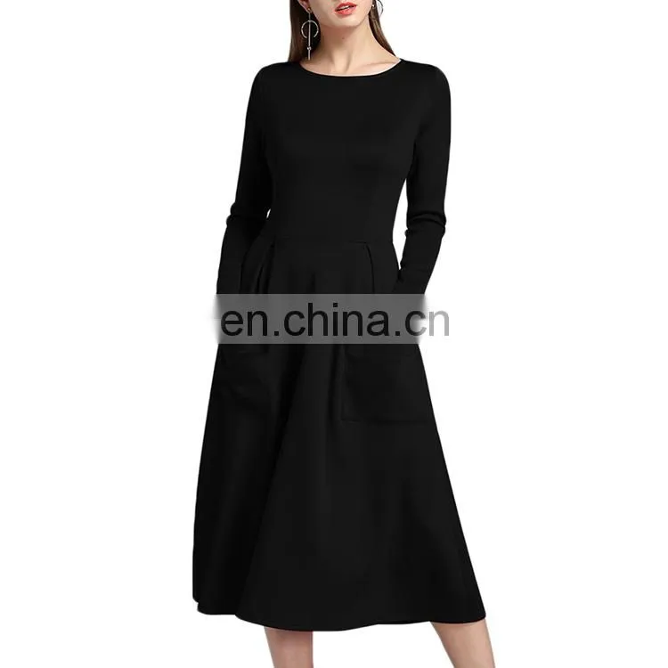 Autumn Women Long Sleeve Evening Dress Casual Loose T-Shirt Dress