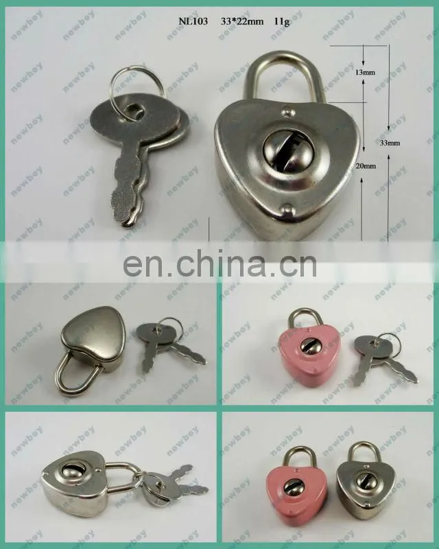 Decorative Pink heart shaped key lock NL103 for Notebook
