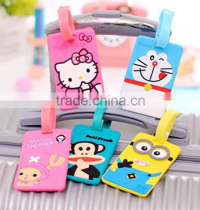 Silicone luggage tag, SGS approved carton pattern tags