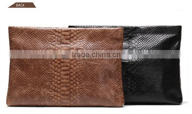 Fashion Genuine Cow Leather Python Pattern Lady Clutch Bag Purse for men