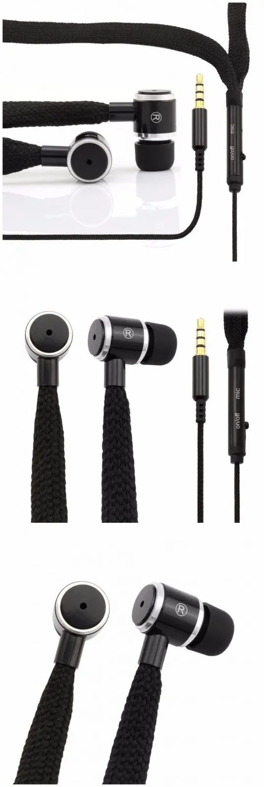 Fashionable Shoelace Stereo Handfree Headphone with metal shell