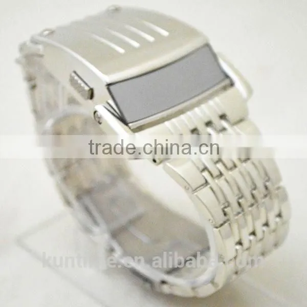 machine cat head stainless steel back metal bracelet watch lcd display
