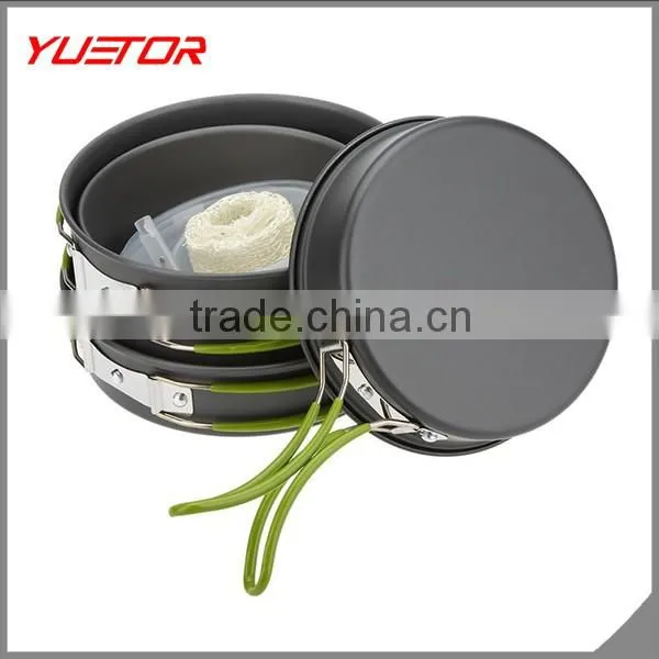 Portable Aluminum 2-3 People Outdoor Tableware Camping Cookware Set Multifunctional Picnic Cooking Set for Outdoor Stove