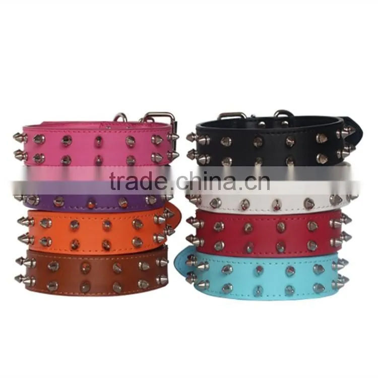 Wholesale nail bullet pet collars double row dog collar