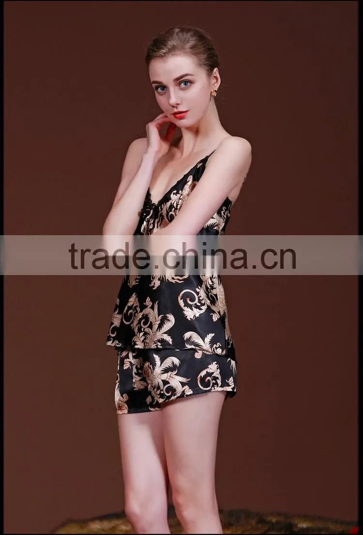 Women's sexy sleepwear, dragon printing backless two-piece pajamas sets