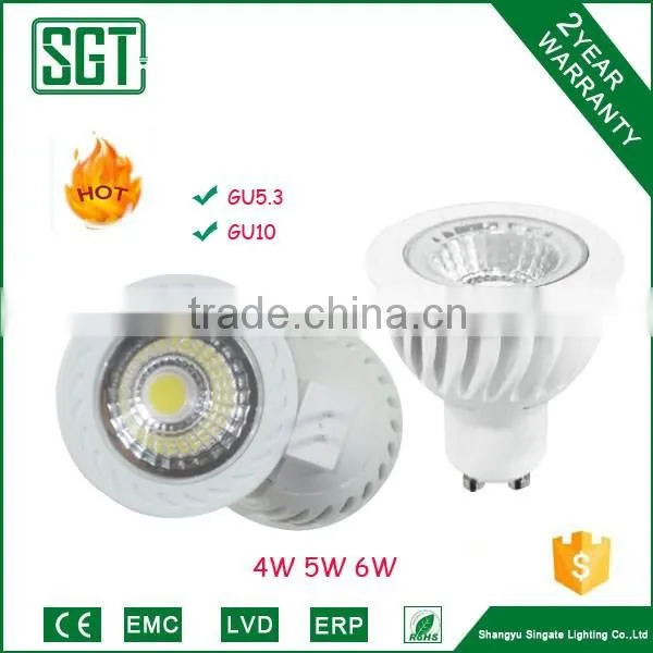 COB 4W 5W 6W plastic and aluminum GU5.3 spot lights led spot