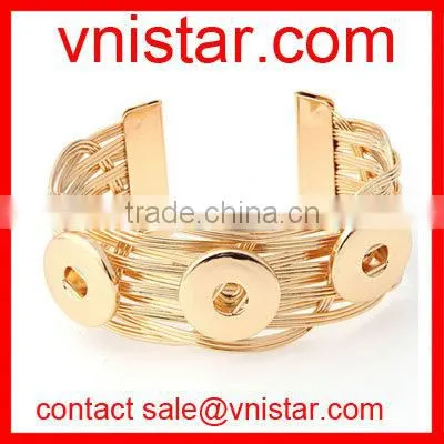 Vnistar alloy metal snap button cuff bangle jewelry for 18mm snap button charm wholesale NBR005-1