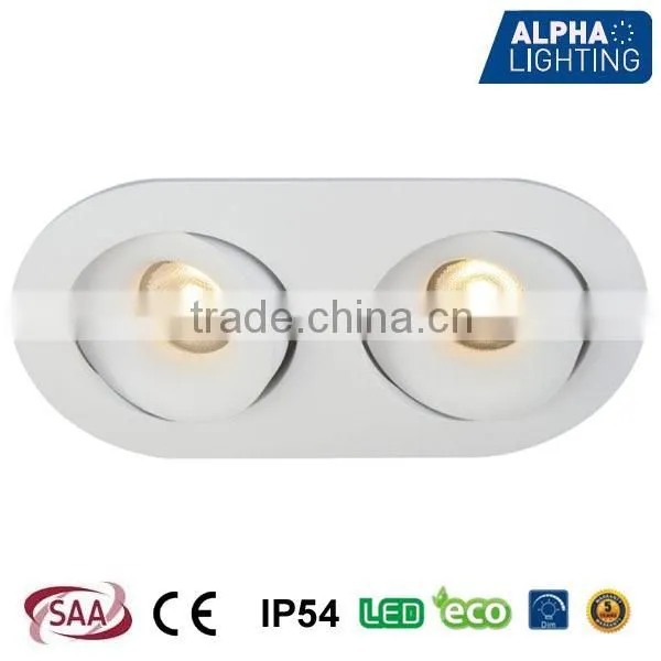 IP54 High quality 2*7W oval adjustable dimmable anti-glare citizen cob downlight