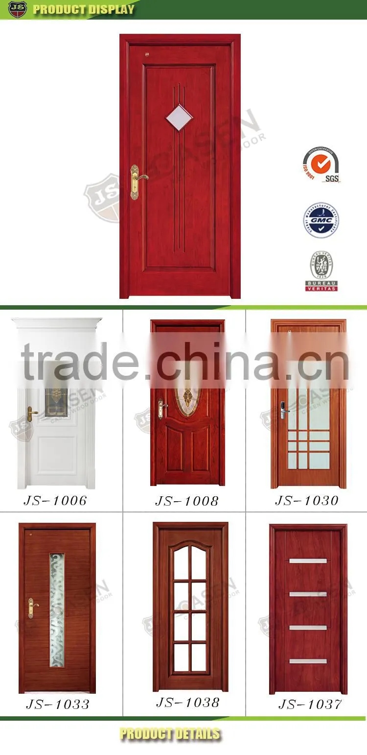 Color Customized single swing door glass solid wood doors polish color in guangzhou