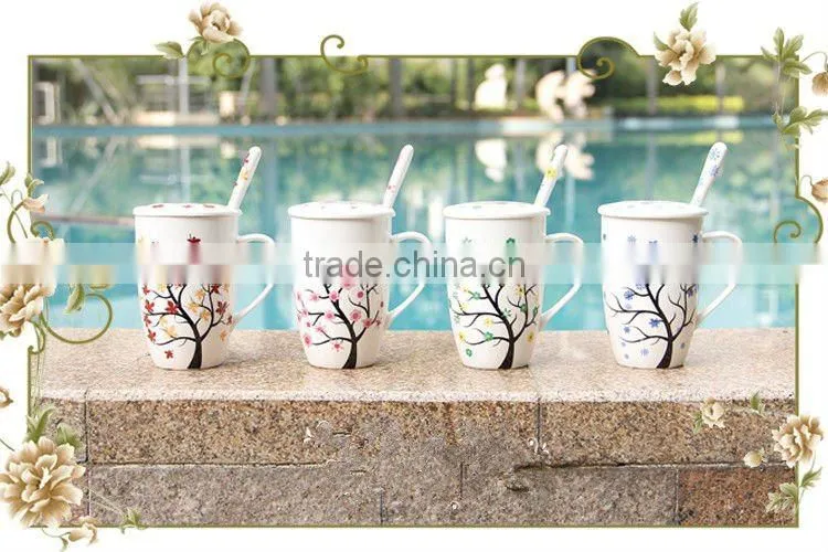 High-grade Romantic colourful handpaingting ceramic porcelain tea cup with beautiful design