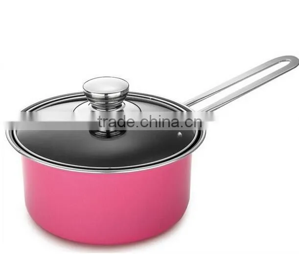 5pcs Pink Aluminum Non-stick Press Cookware Set Fry Egg Pizza Pan Stock Cooking Pasta Noodle Soup Pot Saucepan Cookware Set