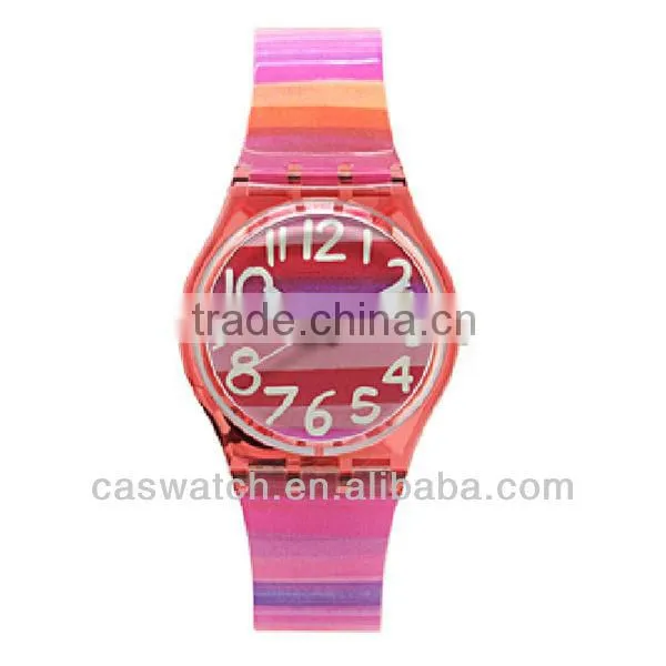 Fashion colorful rainbow color plastic watch