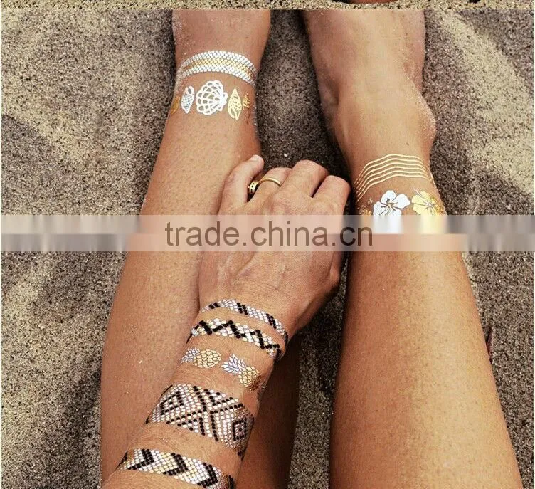 Metallic Tattoos, flash tattoos gold tattoos silver tattoos temporary tattoos jewelry tattoos