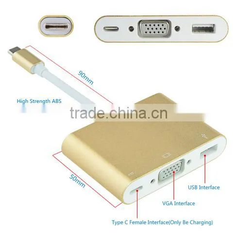 usb c hub digital av multiport adapter type c to usb3.0 + vga + type c adapter