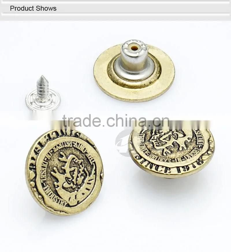 Brass Antique Custom Metal Buttons For Garments