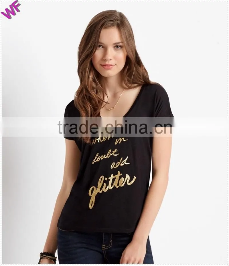 Chest pocket t shirt V-neck T-shirt Printed Logo t shirt China wholesale t shirt apparel
