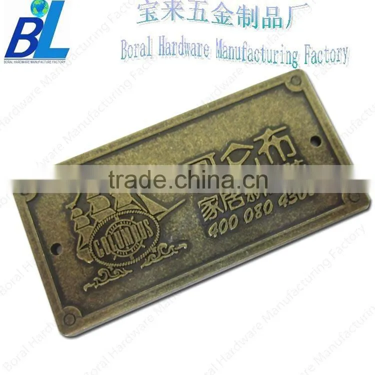 Unique metal 2 holes furniture logo nameplate