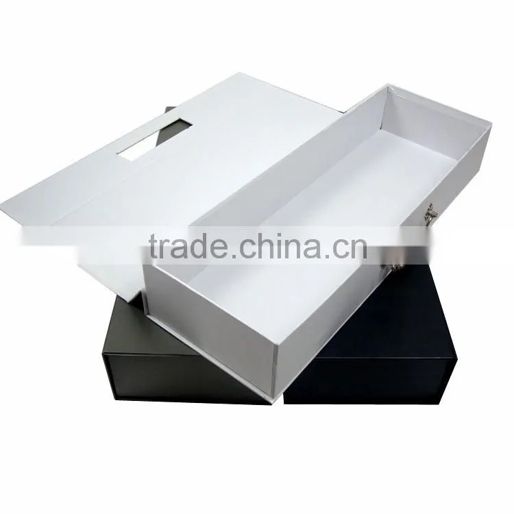 Factory Wholesale Hard Paper Folding Wine Gift Box With Handle .