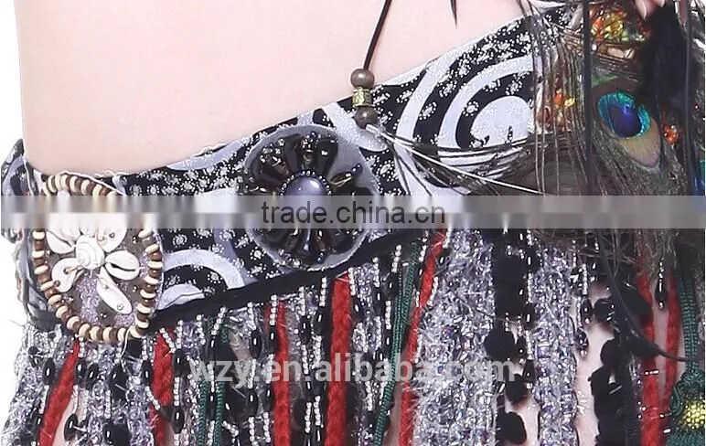 New Style Luxurious Black Beaded Tassel Tribal Belly Dance Bra