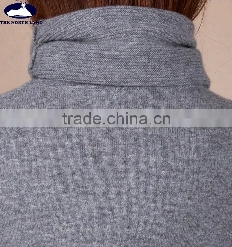 Ladies' Turtle Neck Long Pullover with Slit On Side CSW15112603L