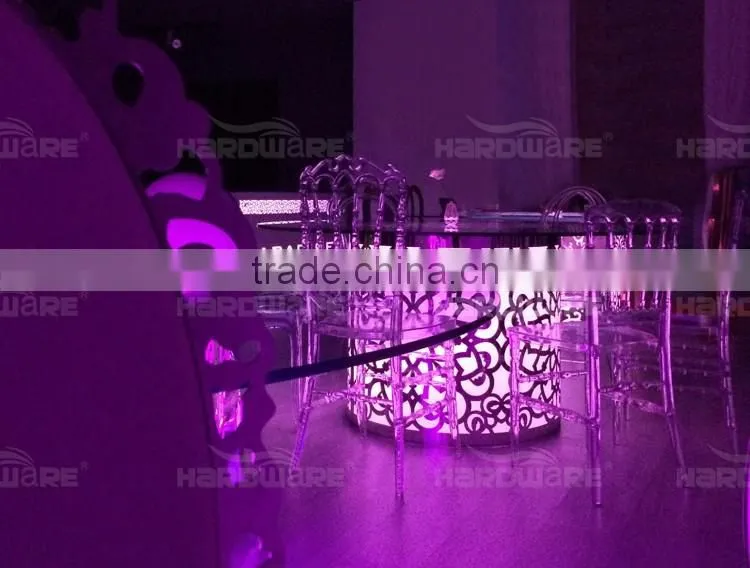 unique LED wedding table,use 10 people wedding iron round table