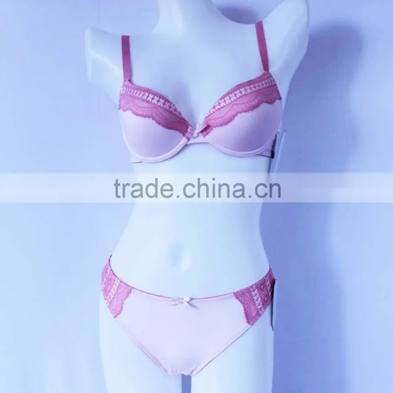 Custom basic girls ladies lingerie set cotton bra panty set