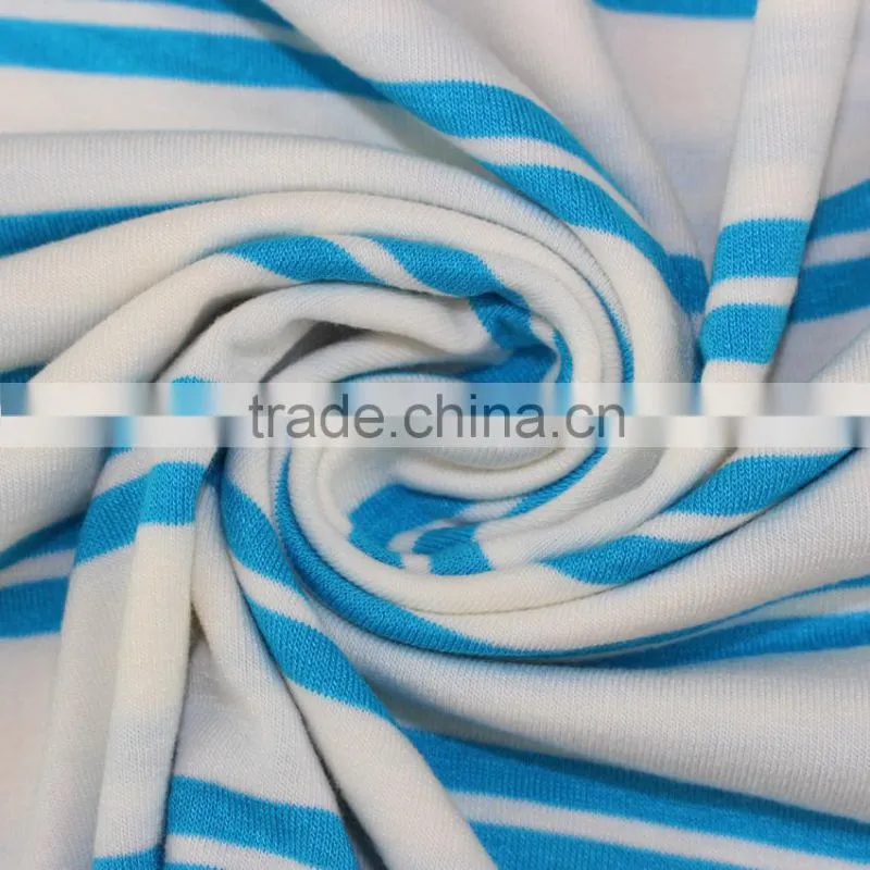Factory custom newest high quality stripe cloth material fabric t shirt farbic
