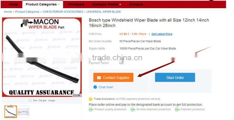 Wholesale Universal Natural Rubber Car Front Windscreen Bosch Type Flat Wiper Blade