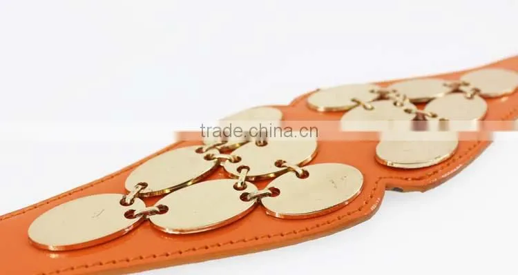 Hot sale Women's PU fashion girls dresses belt with shiny metal accessories for dress