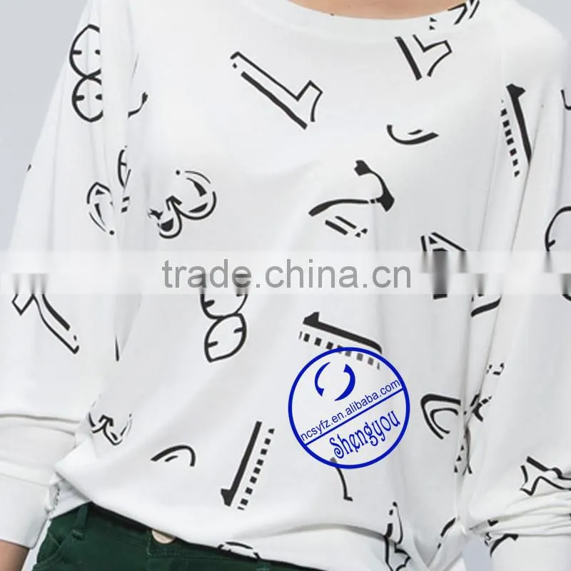 2015 new design 100% cotton custom women printed t-shirt wholesale