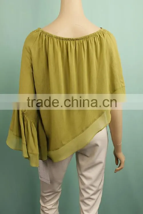 2016 Bat sleeve summer fashion cutting design o neck lady blouse