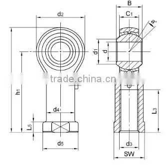 LDK ISO9001,TS16949 Certificated rod end bearing female thread phs16