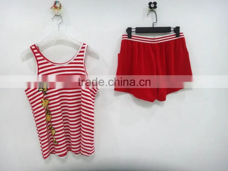 Leisure cute snoopy dog stripe harness pajamas woman