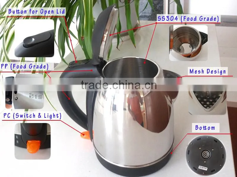 High Quality 1.2L/1.7L Stainless Steel Electric Kettle