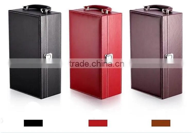 Hot selling luxury PU leather wine bottle shape box