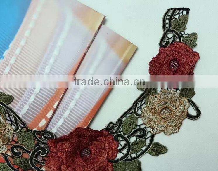 Multi-color Rose Flower Embroidery Lace Guipure Lace Collar for Tang Suit