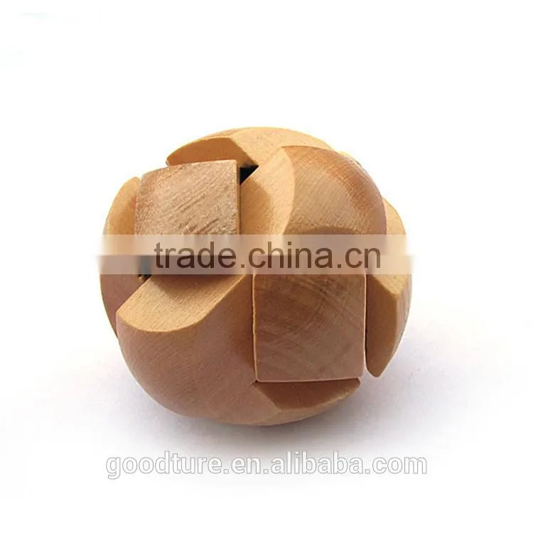 2015 Hot Sale Wooden IQ Intelligent PuzzleKongming Lock Brain Teaser 3D Football
