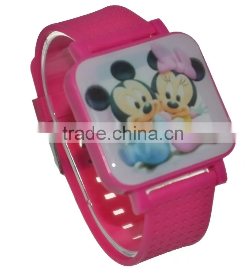 square led silicone watch print picture water resistant led digital watch in china factory
