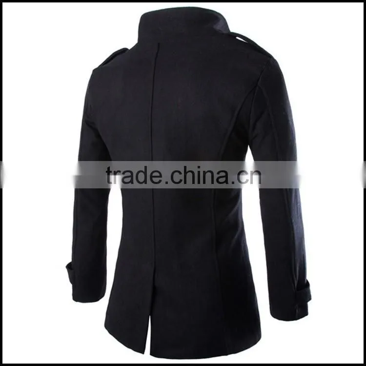 Custom Made Trench Coats Mens Woolen Formal Outerwear Winter Pea Overcoat Double Breasted Trench Coats