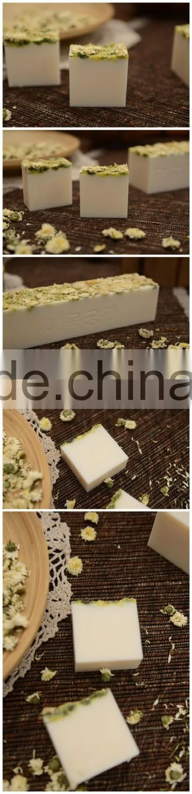 Natural White chrysanthemum essential oil & goat milk handmade soap face cleaning soap dry flower antiallergic OEM custom brand