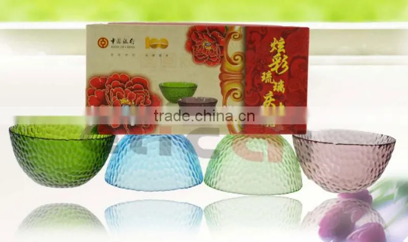 Promotional Colored Flower Shape Glass Bowl