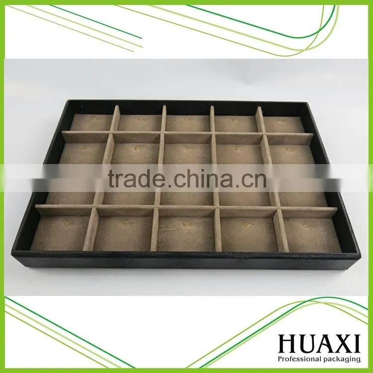 Beautiful Custom Top Design Wood Leather Jewelry Trays Display