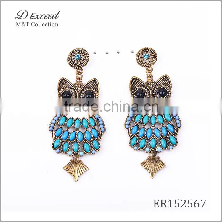 Wholesale Jewelry New Designs Ladies/Women's Vintage Ethnic Bohemian Earrings Owl Gold/Silver Plating Drop Earrings