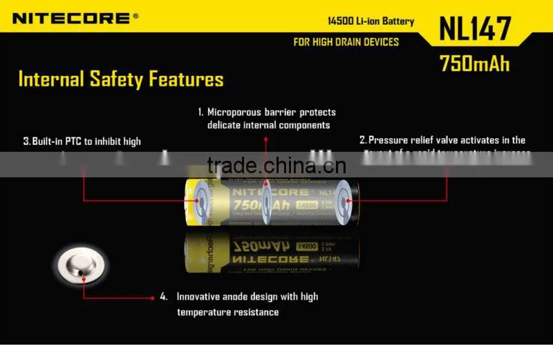 Nitecore NL147 3.7v e-cig battery 700mah li-ion rechargeable battery from shenzhen